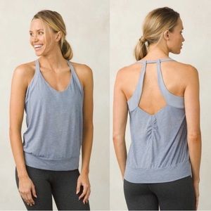 prAna Fairhope Blue Bedrock Tank Top Size Medium based on measurements. PTP 18”
